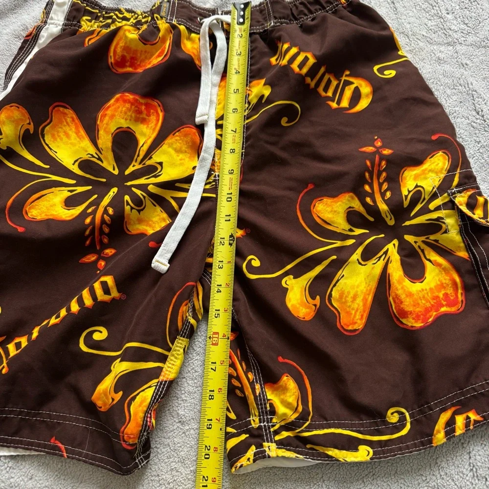 Corona Extra Hibiscus Floral Beer Board‎ Shorts Swim Trunks Brown Mens L